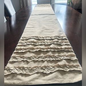 Nicole Miller Sand Colored Ruffled Table Runner
